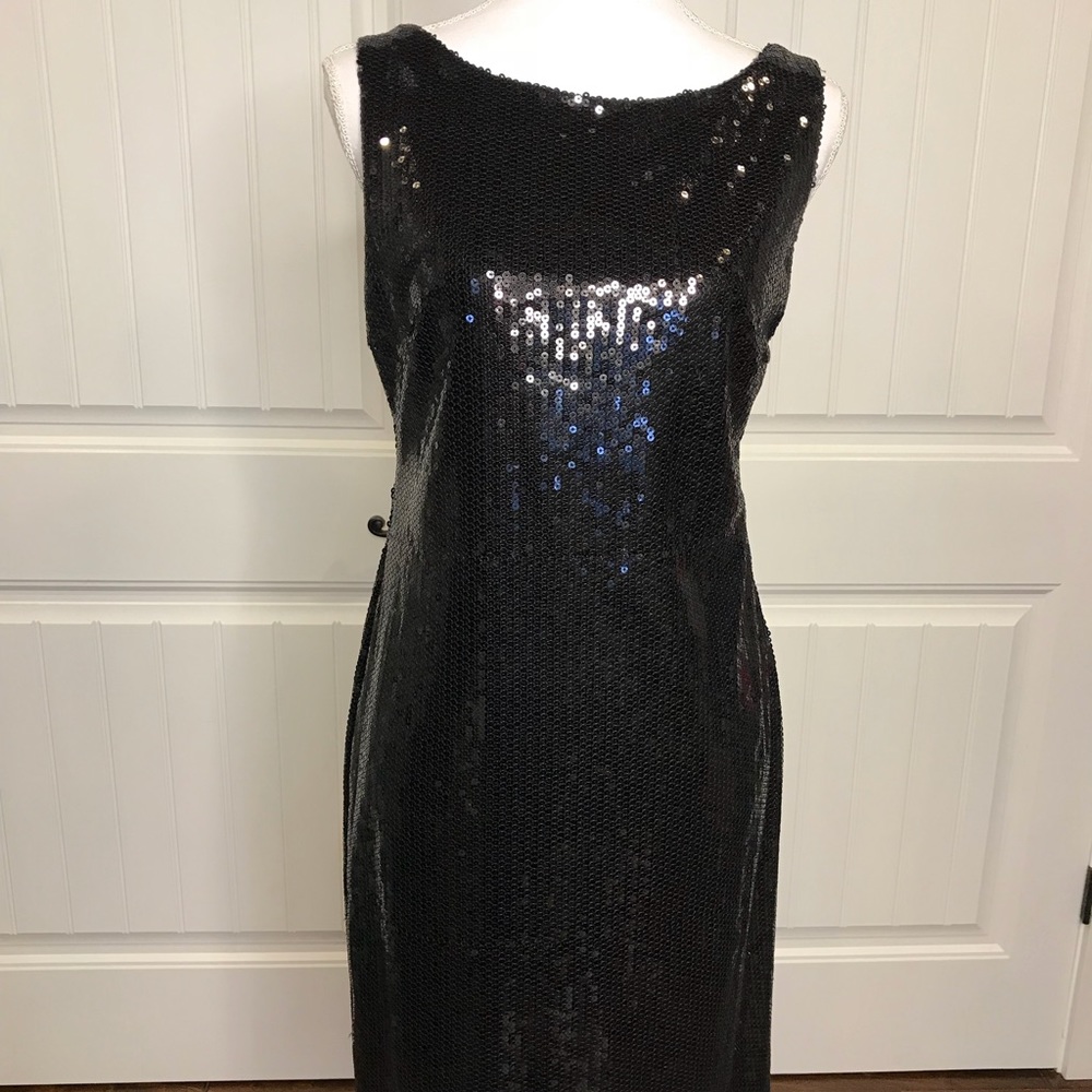 Muse Black Sequined Drape Dress
